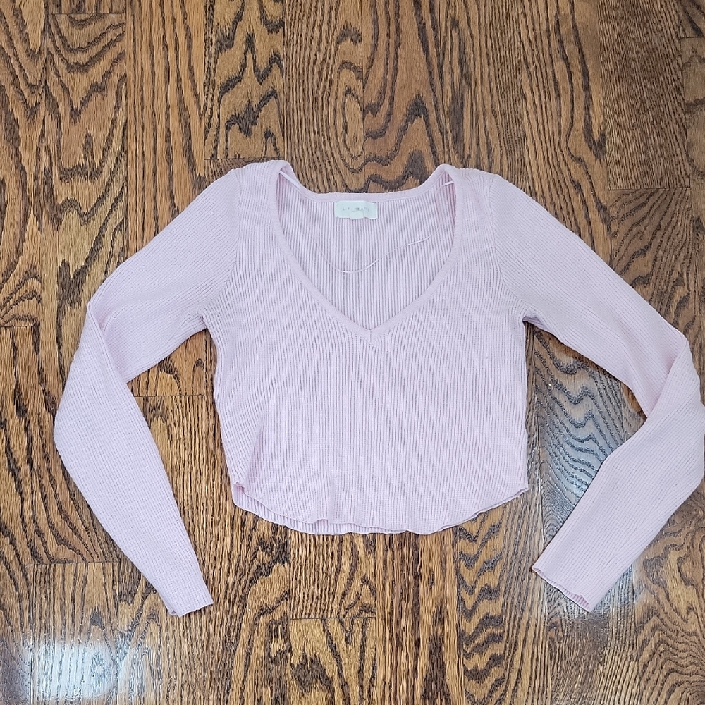 Light Pink Ribbed Crop Top